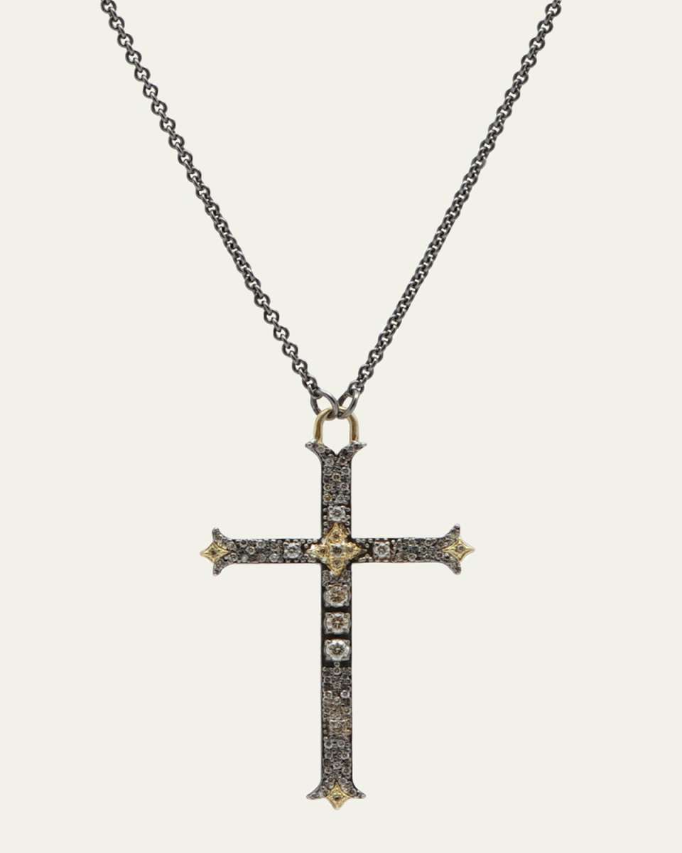 Old World Diamond Large Cross Pendant Necklace